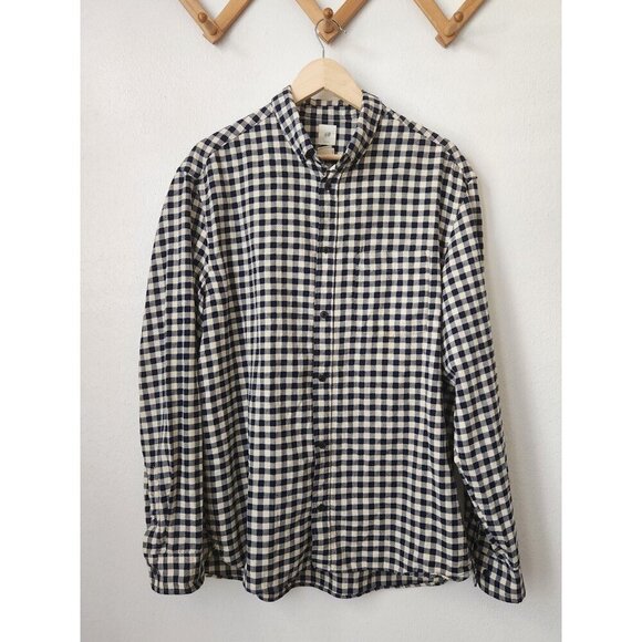 H&M Other - H&M LOGG blue cream plaid XL mens reg‎ fit button flannel shirt grunge 90s 2000s